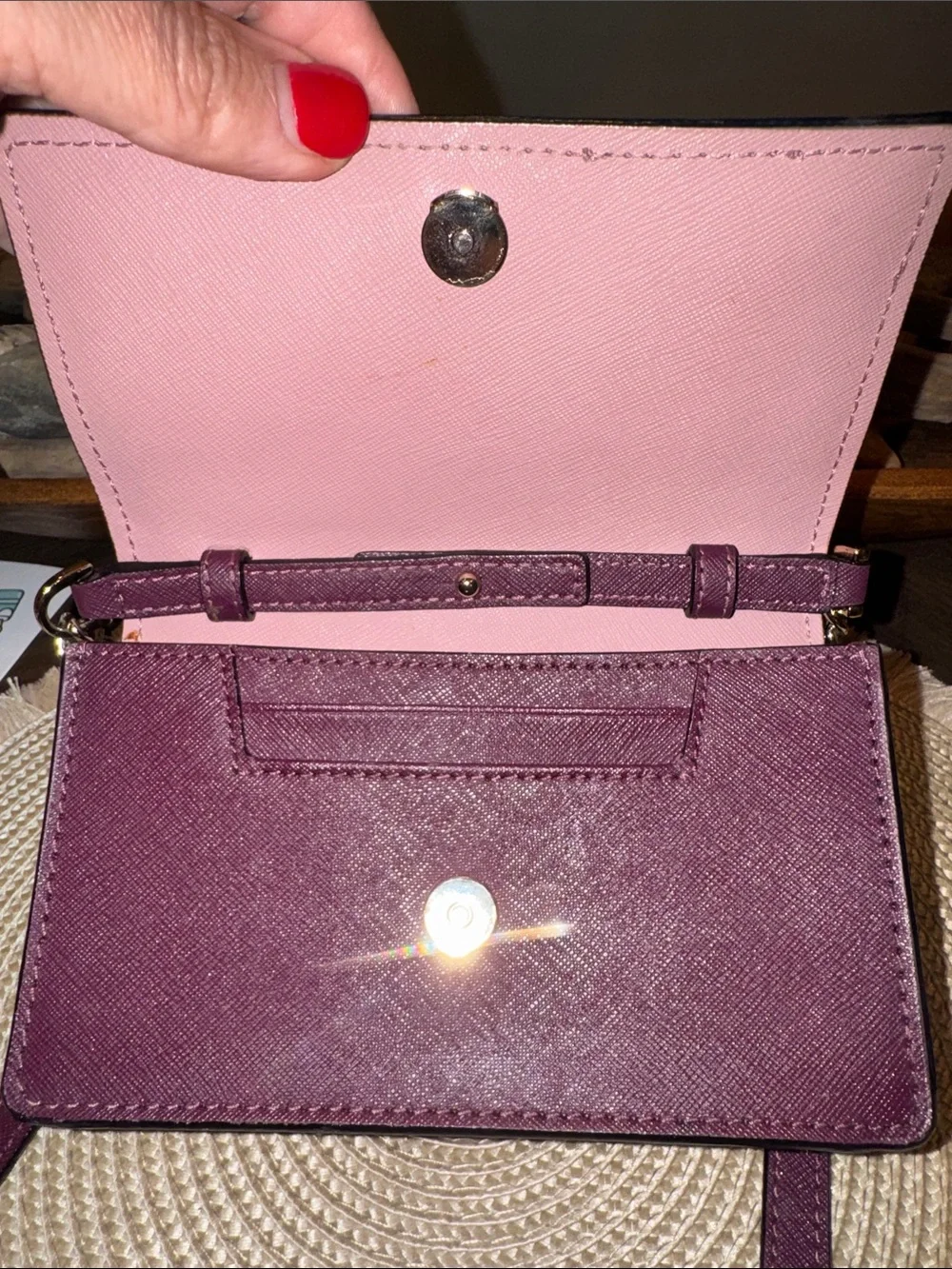 kate spade CameronTwo-Tone Pink and Plum Crossbody-Wallet